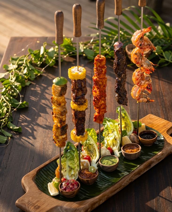 Rooftop fire skewers