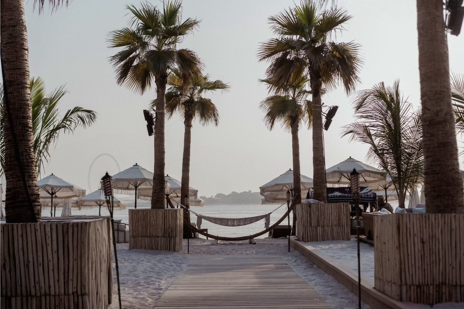 Beach club at sunset